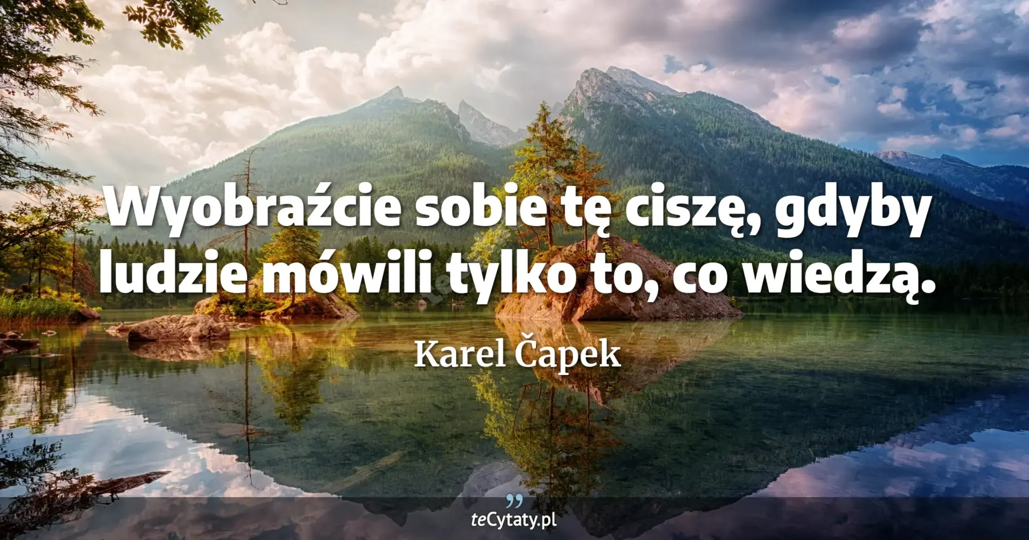Wyobraźcie sobie tę ciszę, gdyby ludzie mówili tylko to, co wiedzą. - Karel Čapek