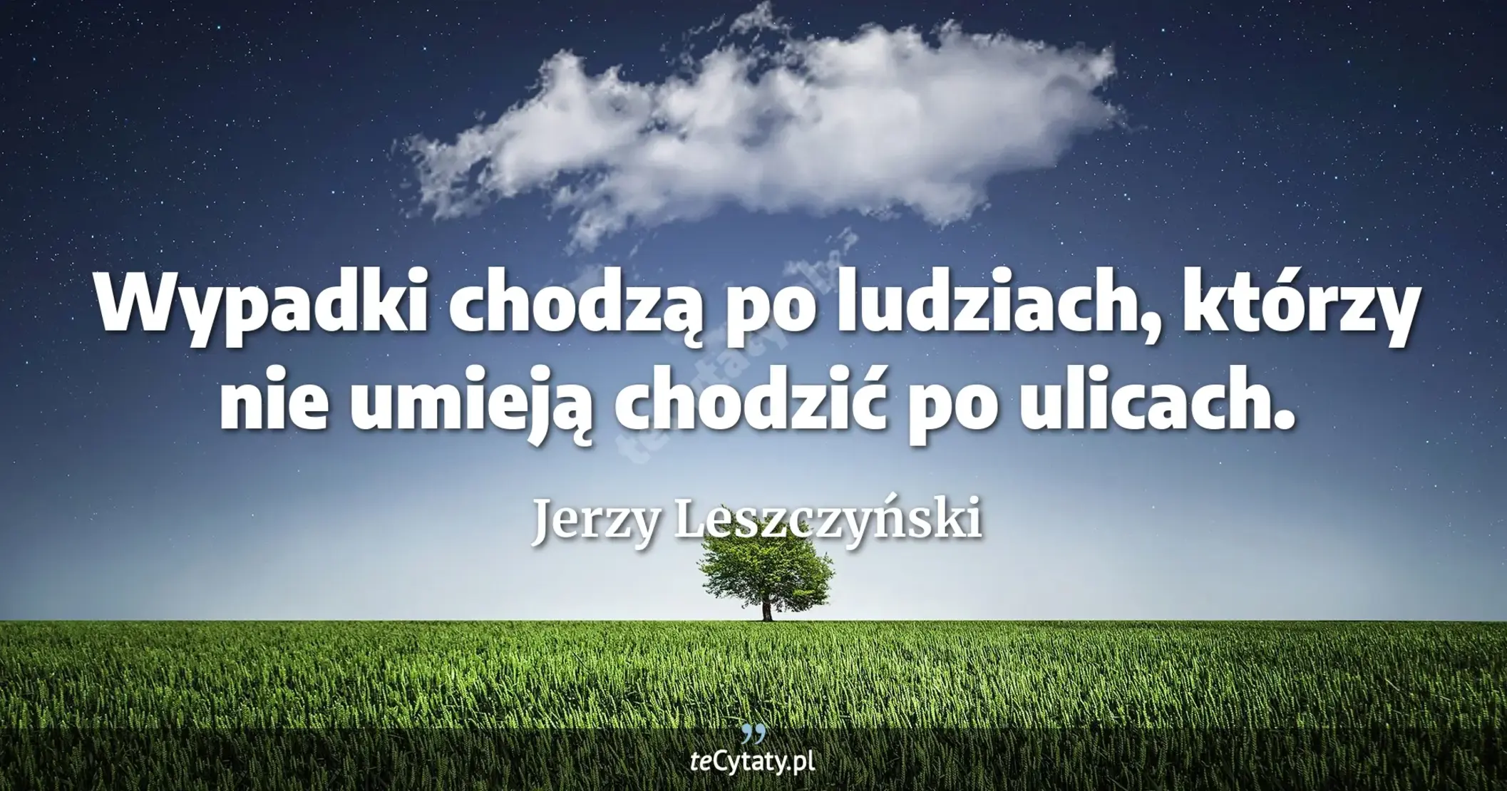 Wypadki chodzą po ludziach, którzy nie umieją chodzić po ulicach. - Jerzy Leszczyński