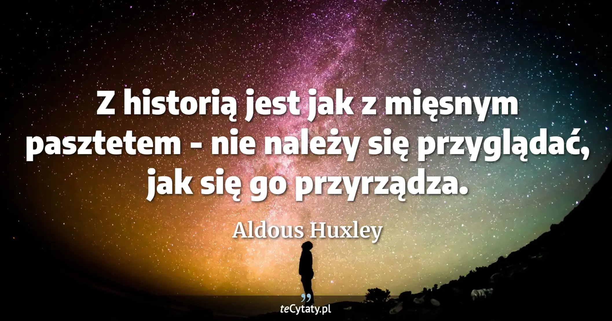 Z historią jest jak z mięsnym pasztetem - nie należy się przyglądać, jak się go przyrządza. - Aldous Huxley
