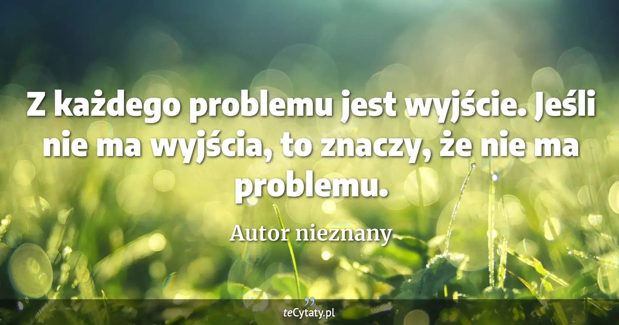 Z każdego problemu jest wyjście. Jeśli nie ma wyjścia, to znaczy, że nie ma problemu. - Autor nieznany