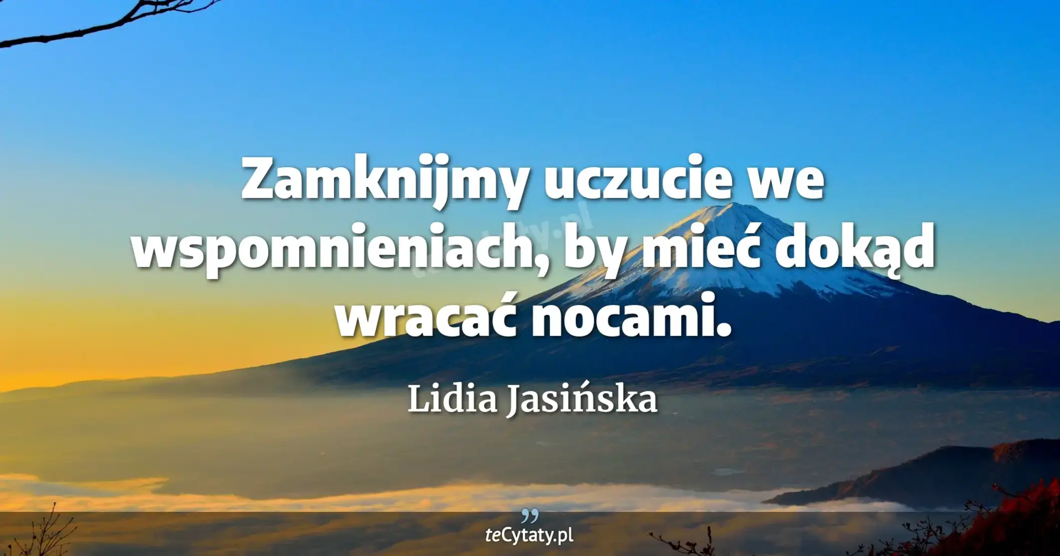 Zamknijmy uczucie we wspomnieniach, by mieć dokąd wracać nocami. - Lidia Jasińska