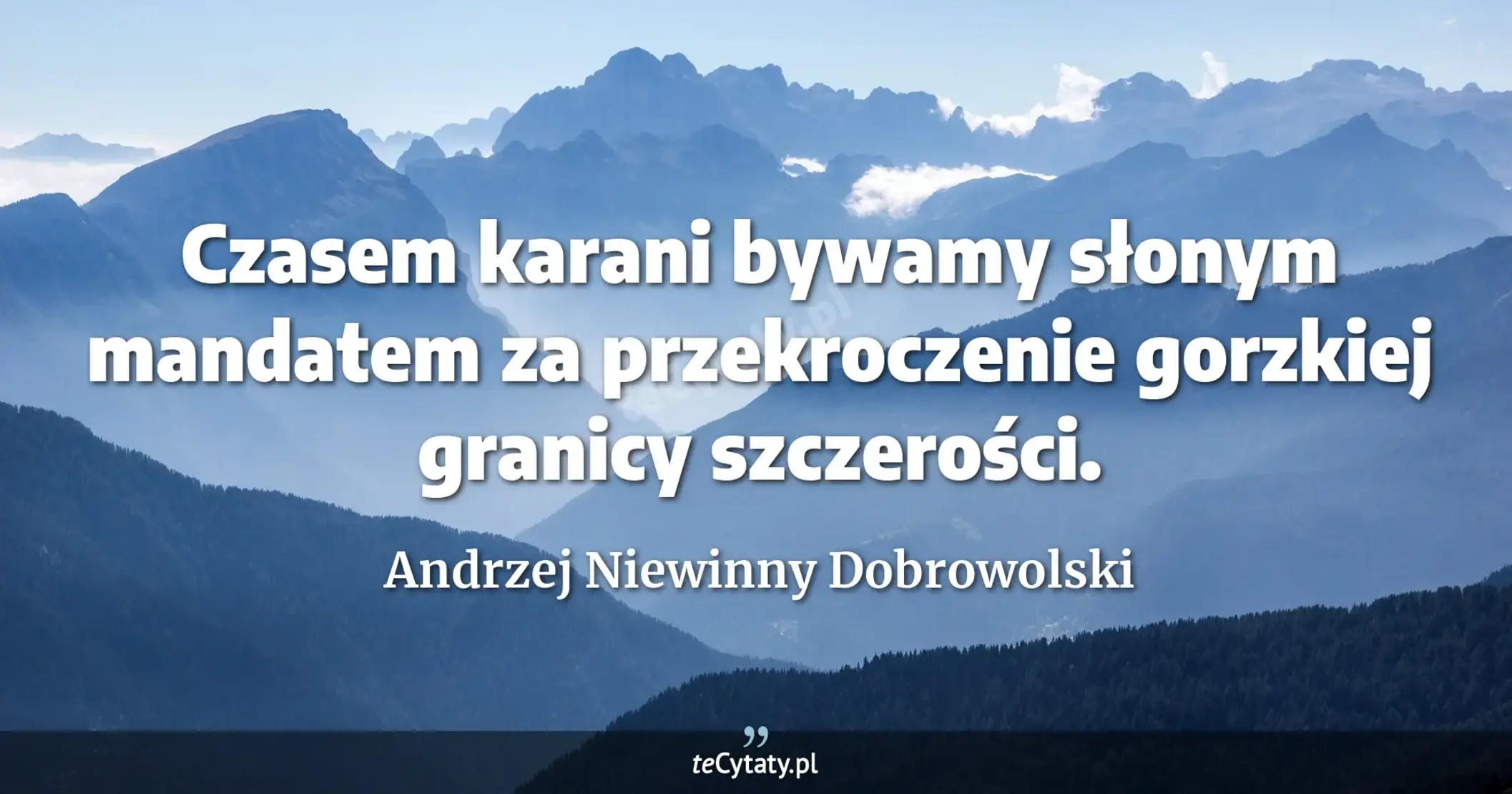 Czasem karani bywamy słonym mandatem za przekroczenie gorzkiej granicy szczerości. - Andrzej Niewinny Dobrowolski