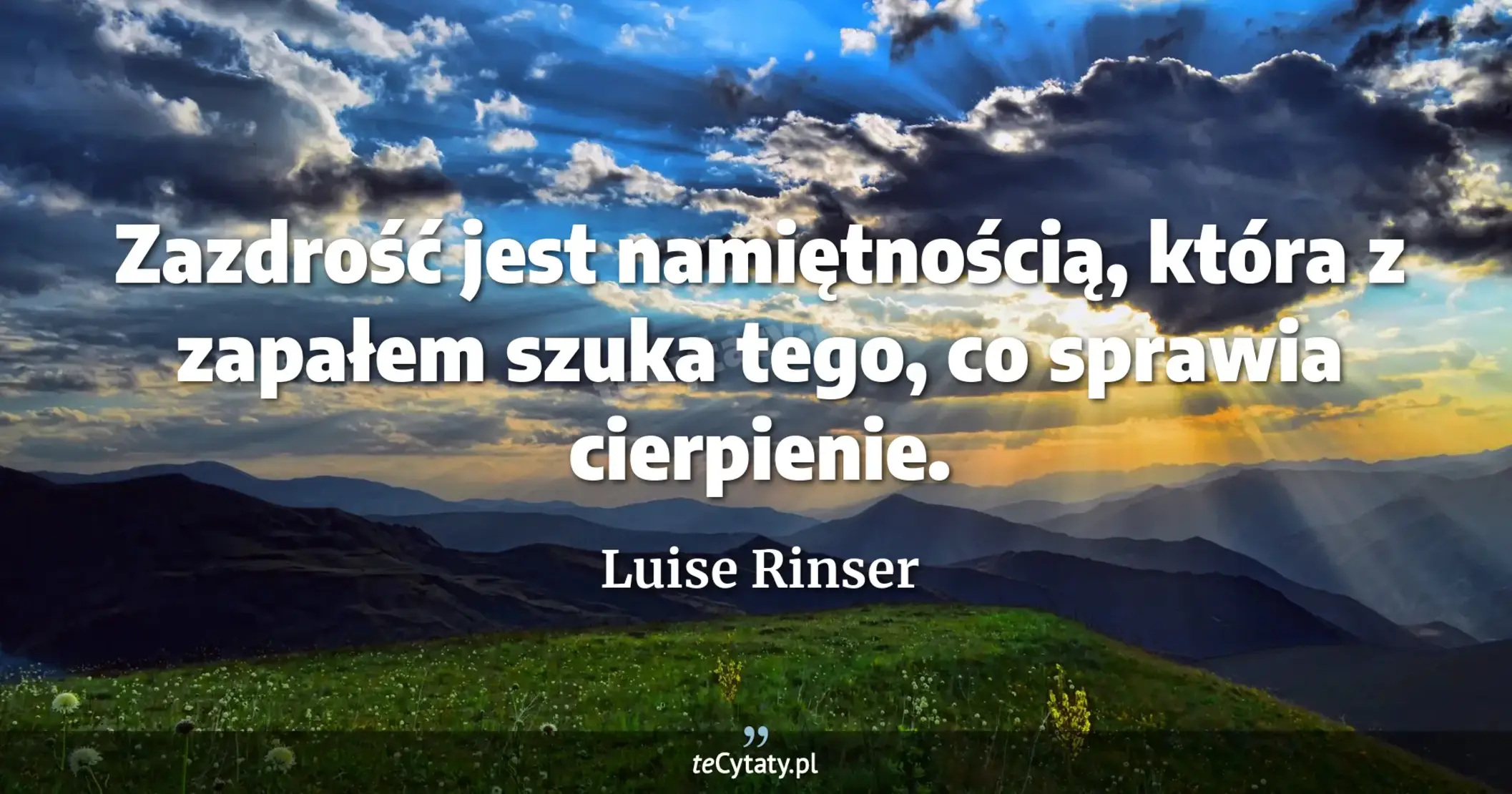 Zazdrość jest namiętnością, która z zapałem szuka tego, co sprawia cierpienie. - Luise Rinser