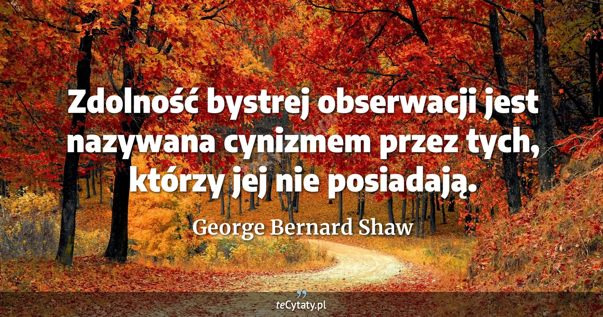 Zdolność bystrej obserwacji jest nazywana cynizmem przez tych, którzy jej nie posiadają. - George Bernard Shaw