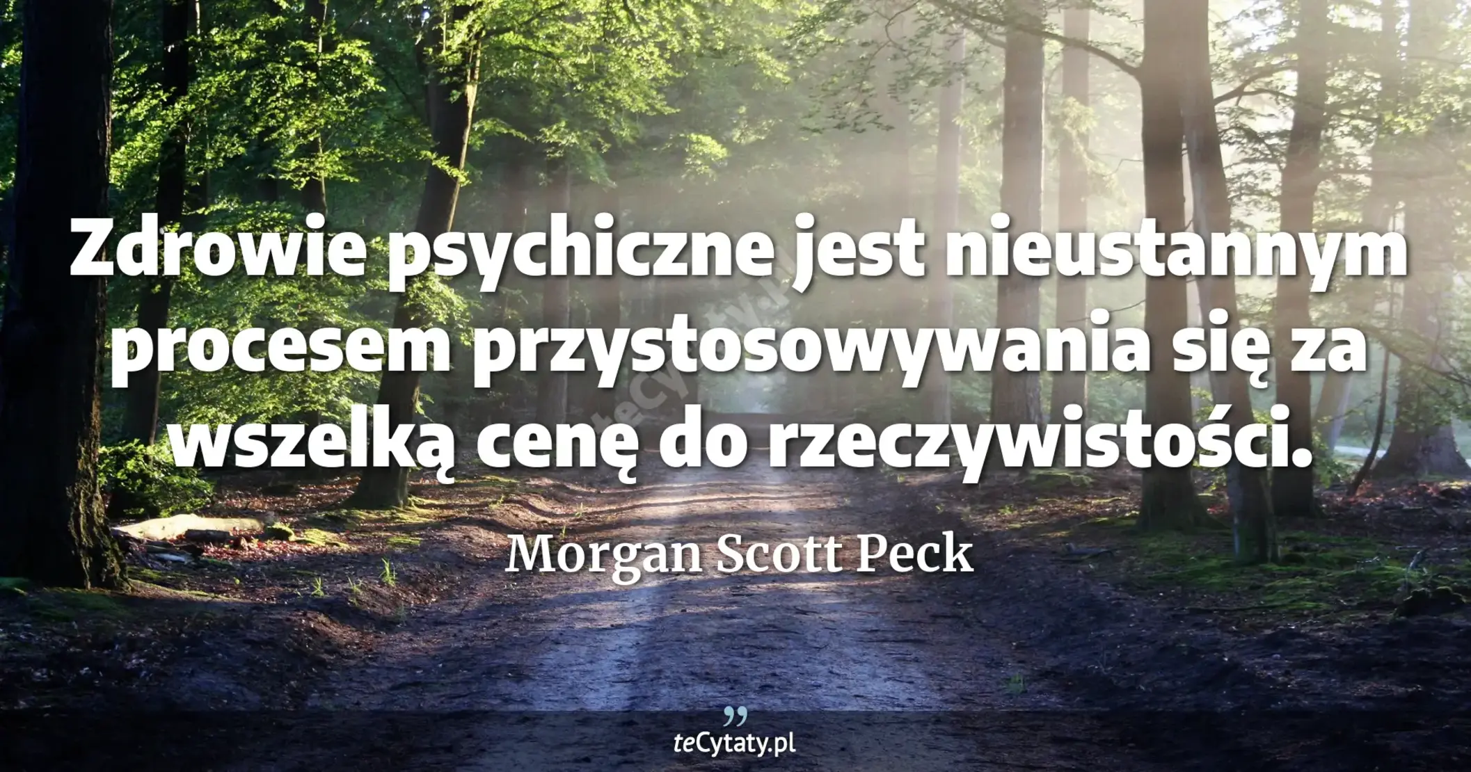Zdrowie psychiczne jest nieustannym procesem przystosowywania się za wszelką cenę do rzeczywistości. - Morgan Scott Peck