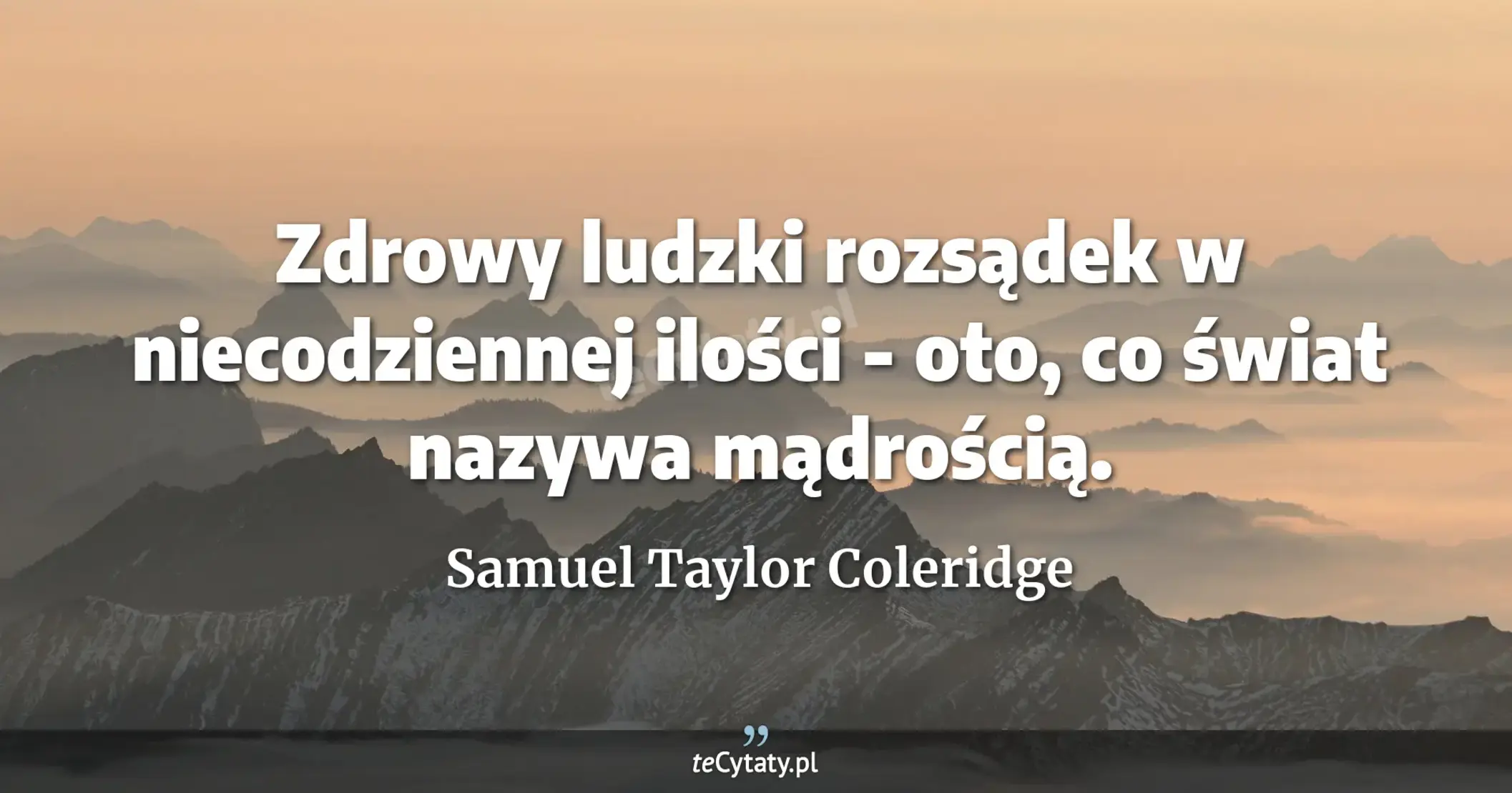 Zdrowy ludzki rozsądek w niecodziennej ilości - oto, co świat nazywa mądrością. - Samuel Taylor Coleridge