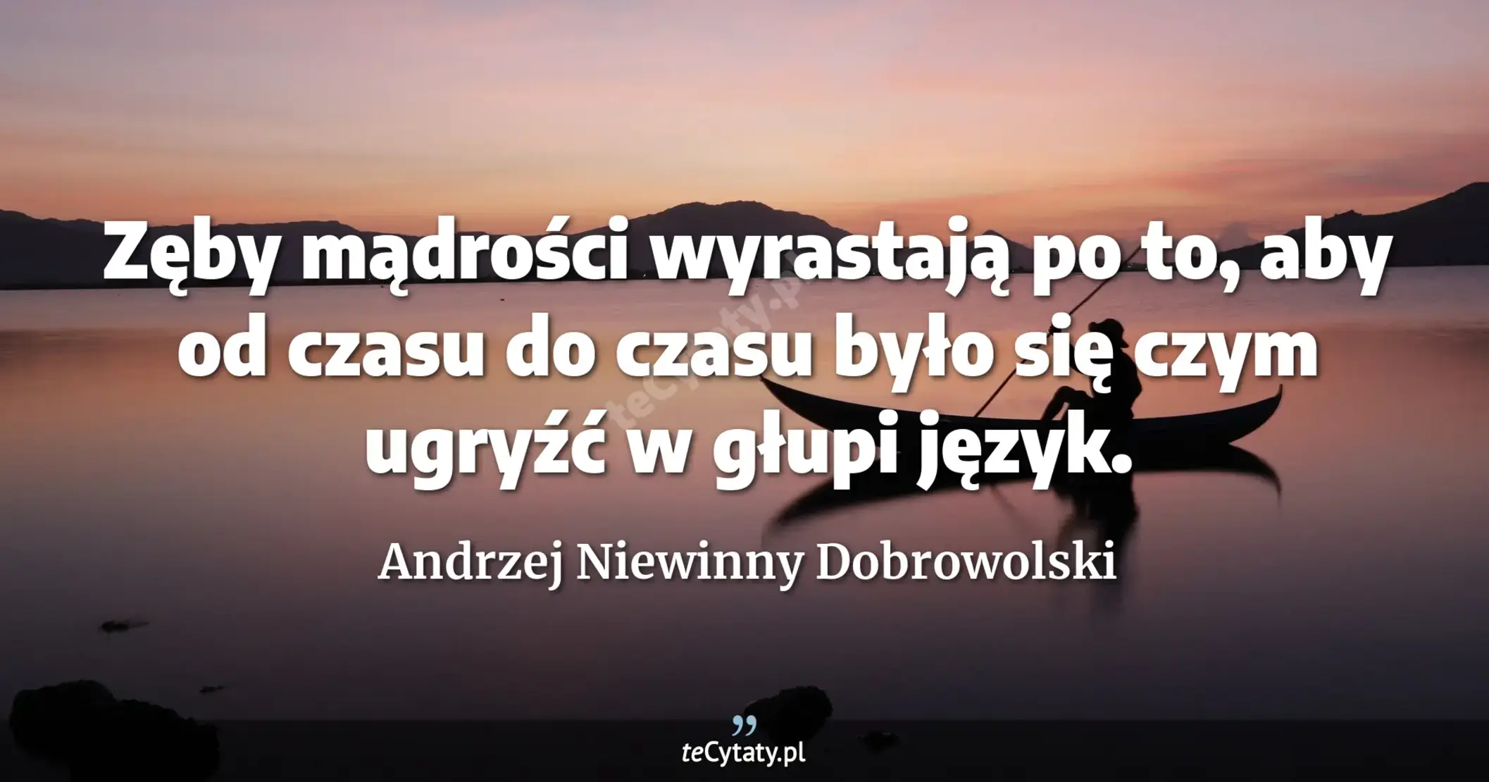 Zęby mądrości wyrastają po to, aby od czasu do czasu było się czym ugryźć w głupi język. - Andrzej Niewinny Dobrowolski