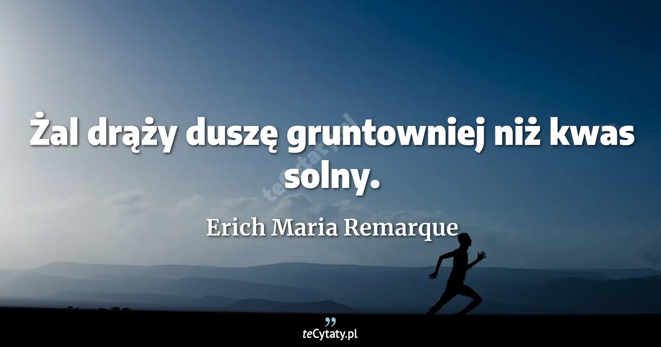 Żal drąży duszę gruntowniej niż kwas solny. - Erich Maria Remarque