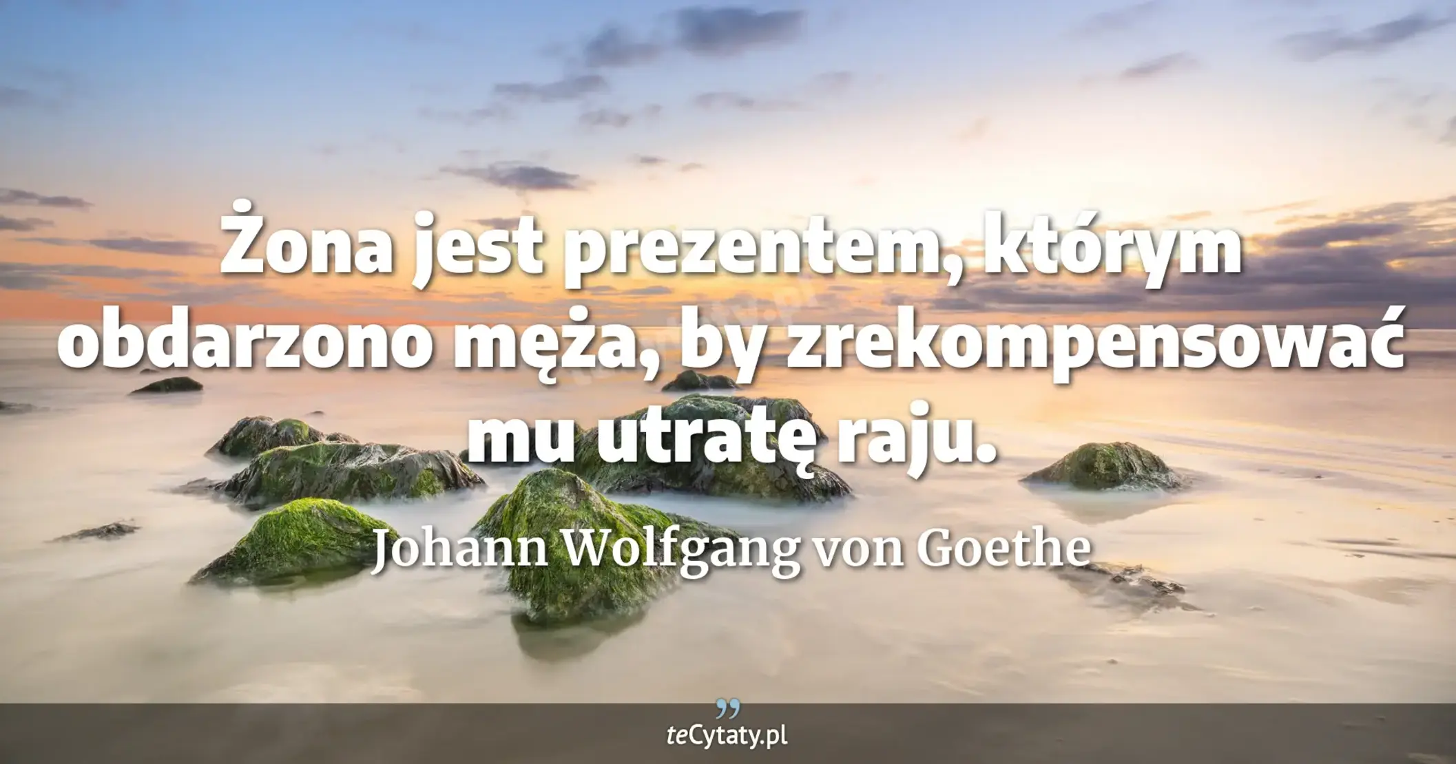 Żona jest prezentem, którym obdarzono męża, by zrekompensować mu utratę raju. - Johann Wolfgang von Goethe