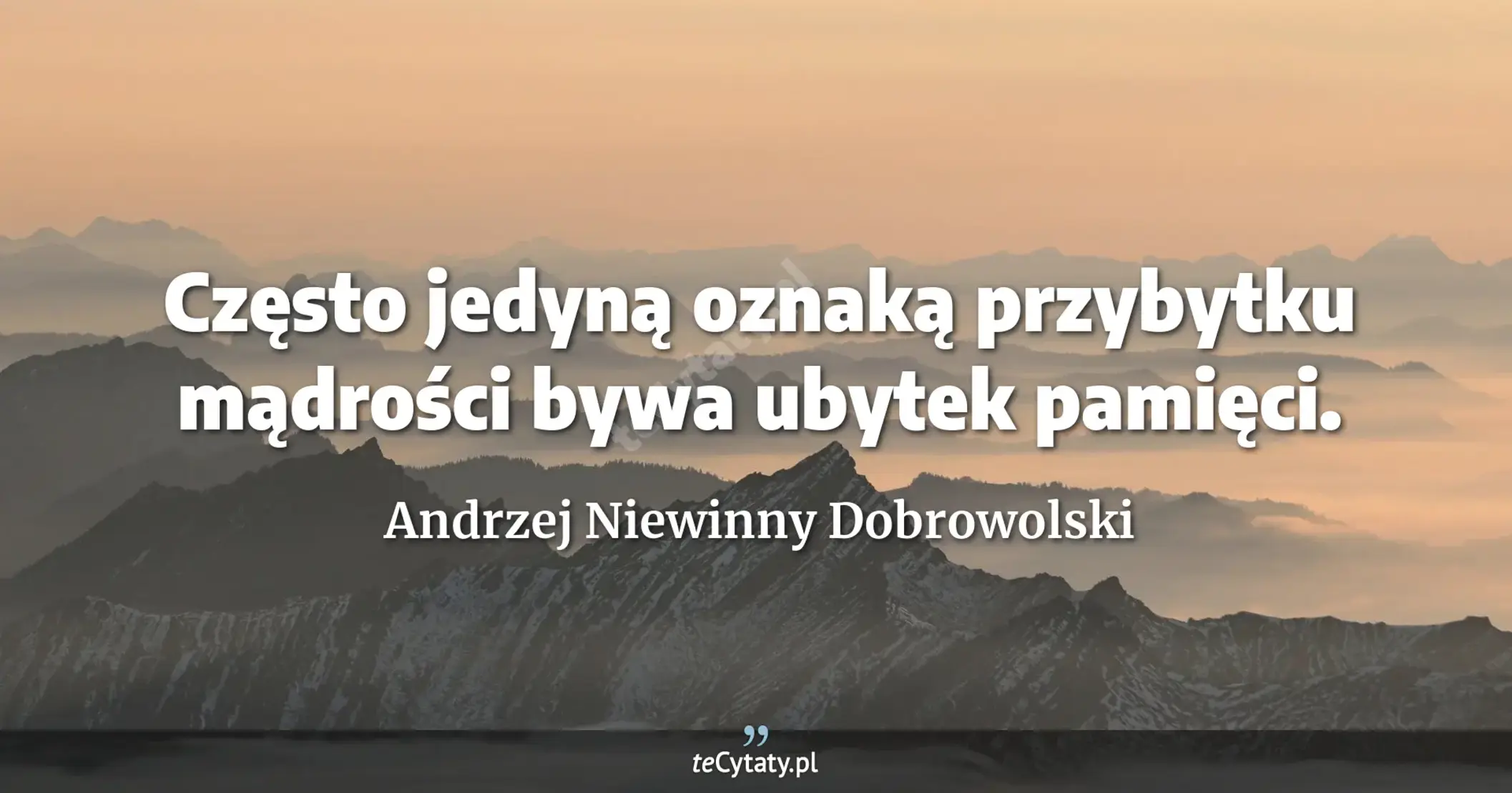 Często jedyną oznaką przybytku mądrości bywa ubytek pamięci. - Andrzej Niewinny Dobrowolski