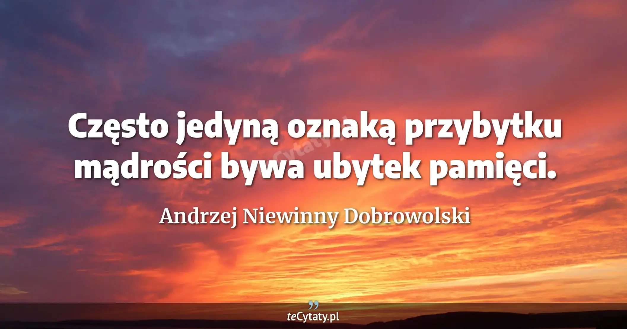 Często jedyną oznaką przybytku mądrości bywa ubytek pamięci. - Andrzej Niewinny Dobrowolski
