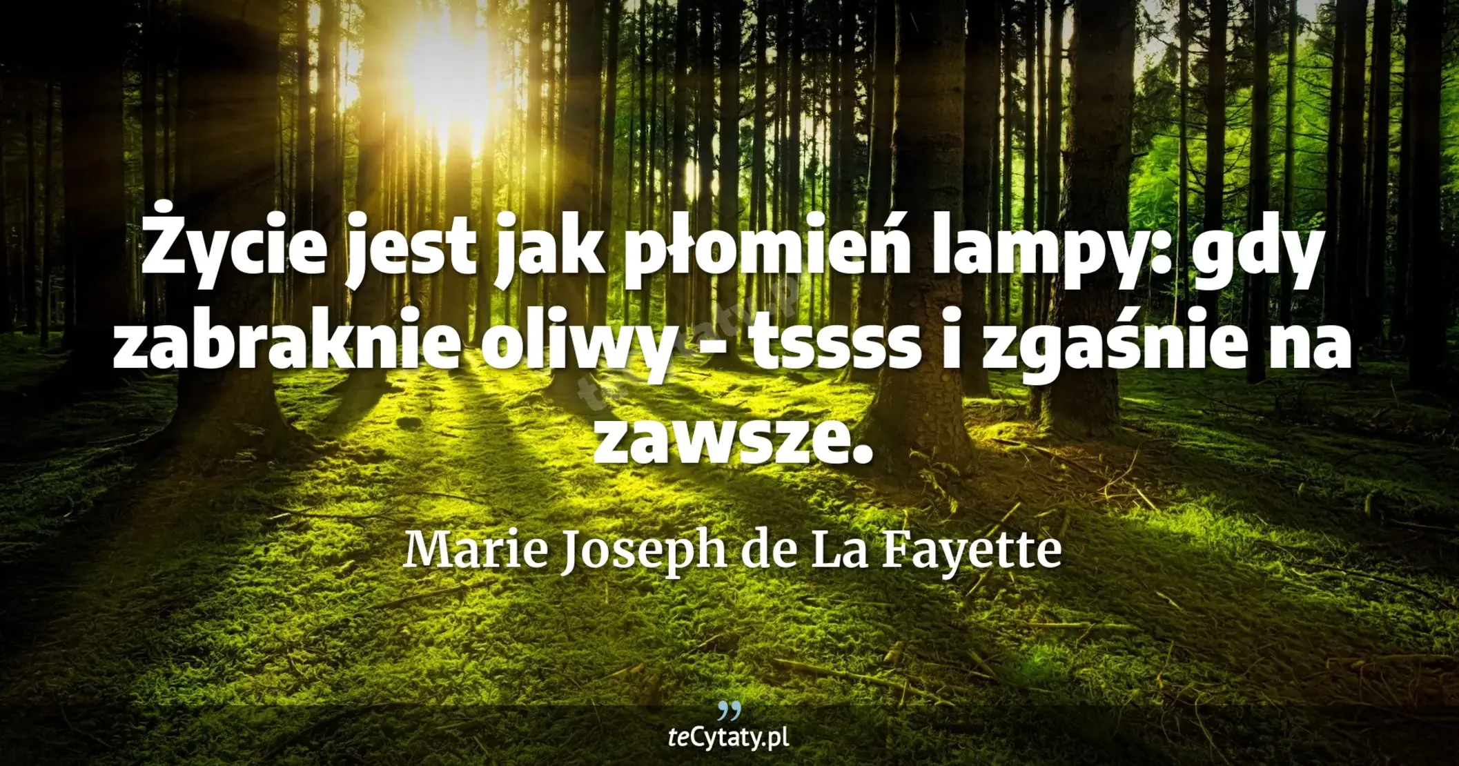 Życie jest jak płomień lampy: gdy zabraknie oliwy - tssss i zgaśnie na zawsze. - Marie Joseph de La Fayette