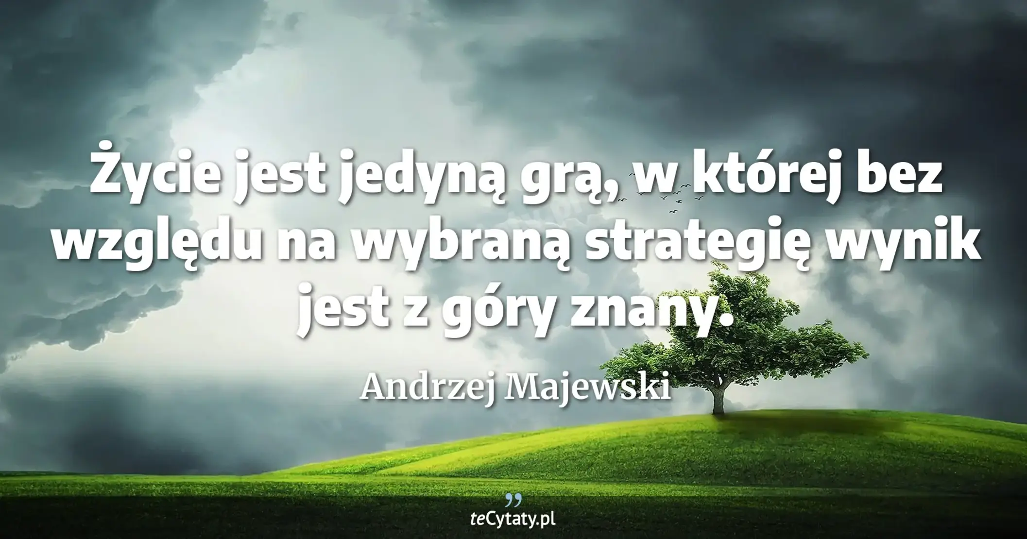 Życie jest jedyną grą, w której bez względu na wybraną strategię wynik jest z góry znany. - Andrzej Majewski
