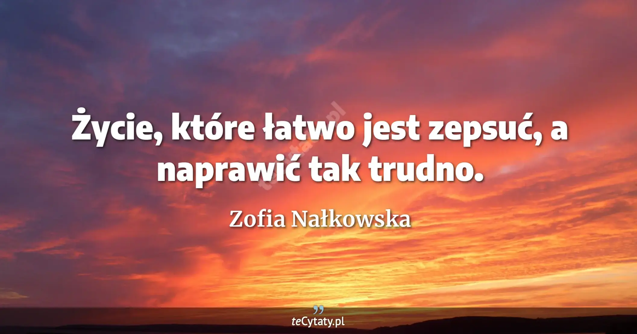 Życie, które łatwo jest zepsuć, a naprawić tak trudno. - Zofia Nałkowska