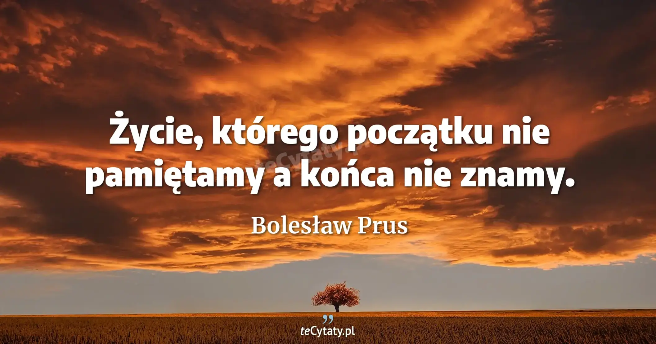 Życie, którego początku nie pamiętamy a końca nie znamy. - Bolesław Prus
