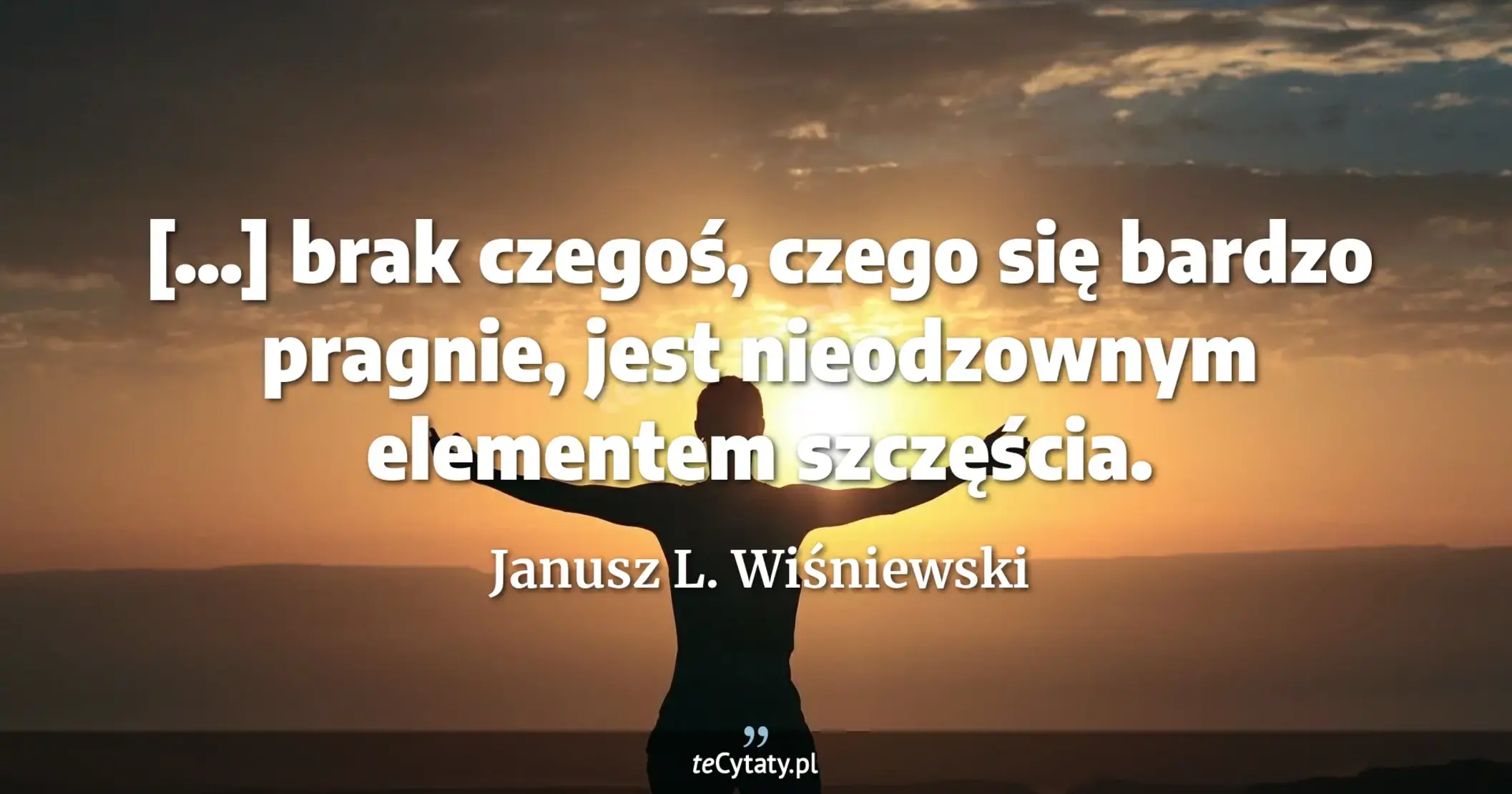 [...] brak czegoś, czego się bardzo pragnie, jest nieodzownym elementem szczęścia. - Janusz L. Wiśniewski