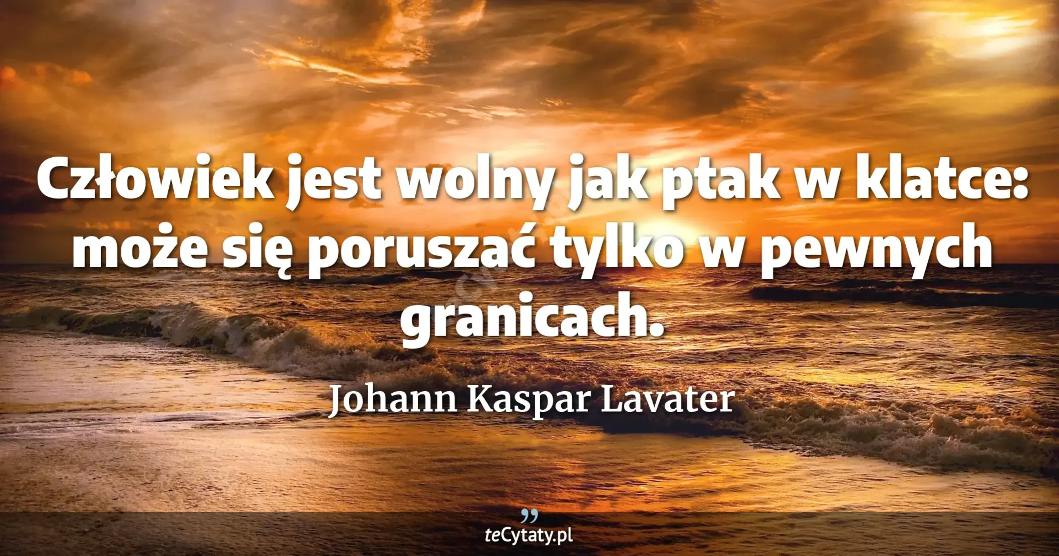 Człowiek jest wolny jak ptak w klatce: może się poruszać tylko w pewnych granicach. - Johann Kaspar Lavater