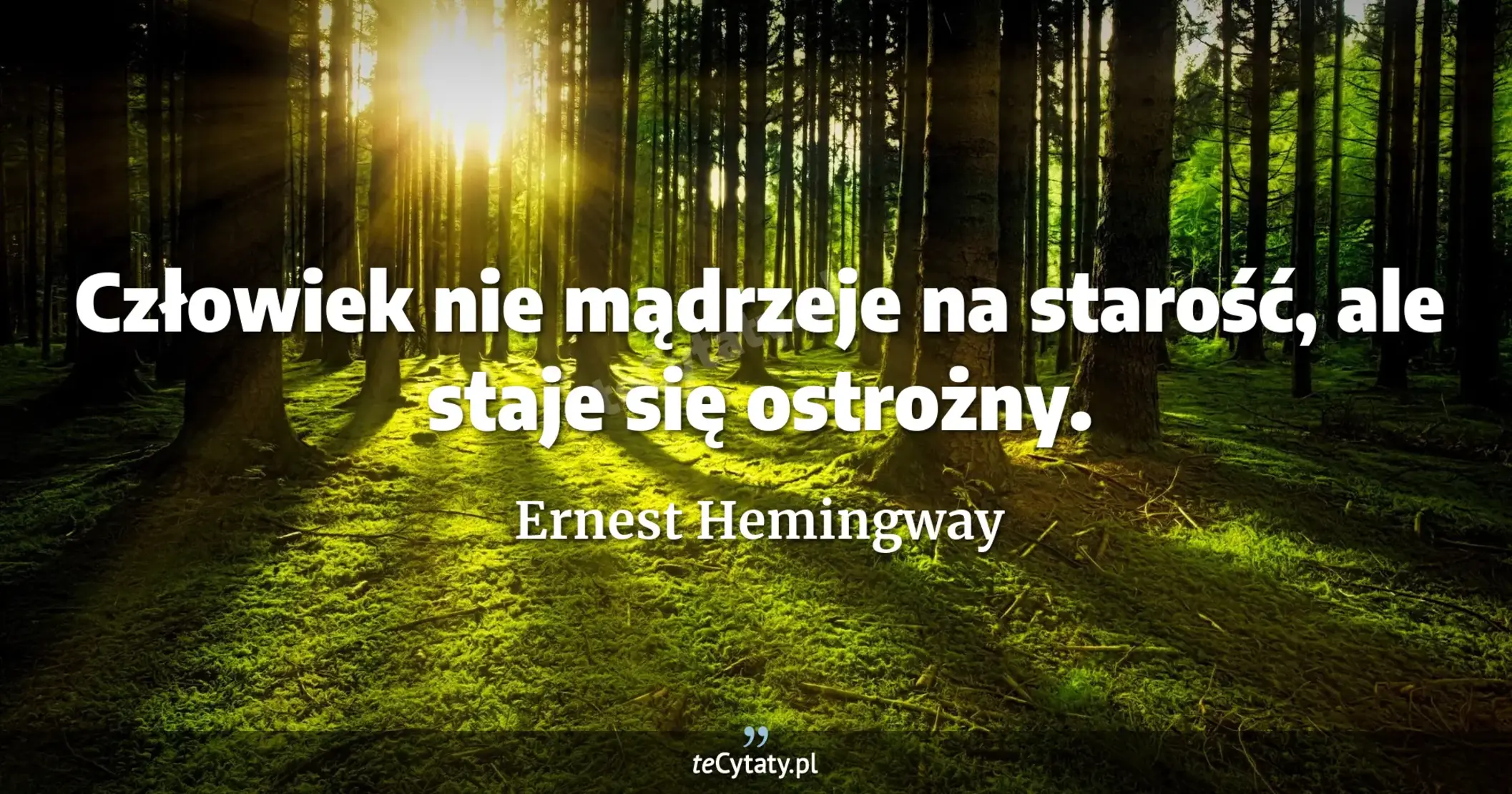 Człowiek nie mądrzeje na starość, ale staje się ostrożny. - Ernest Hemingway