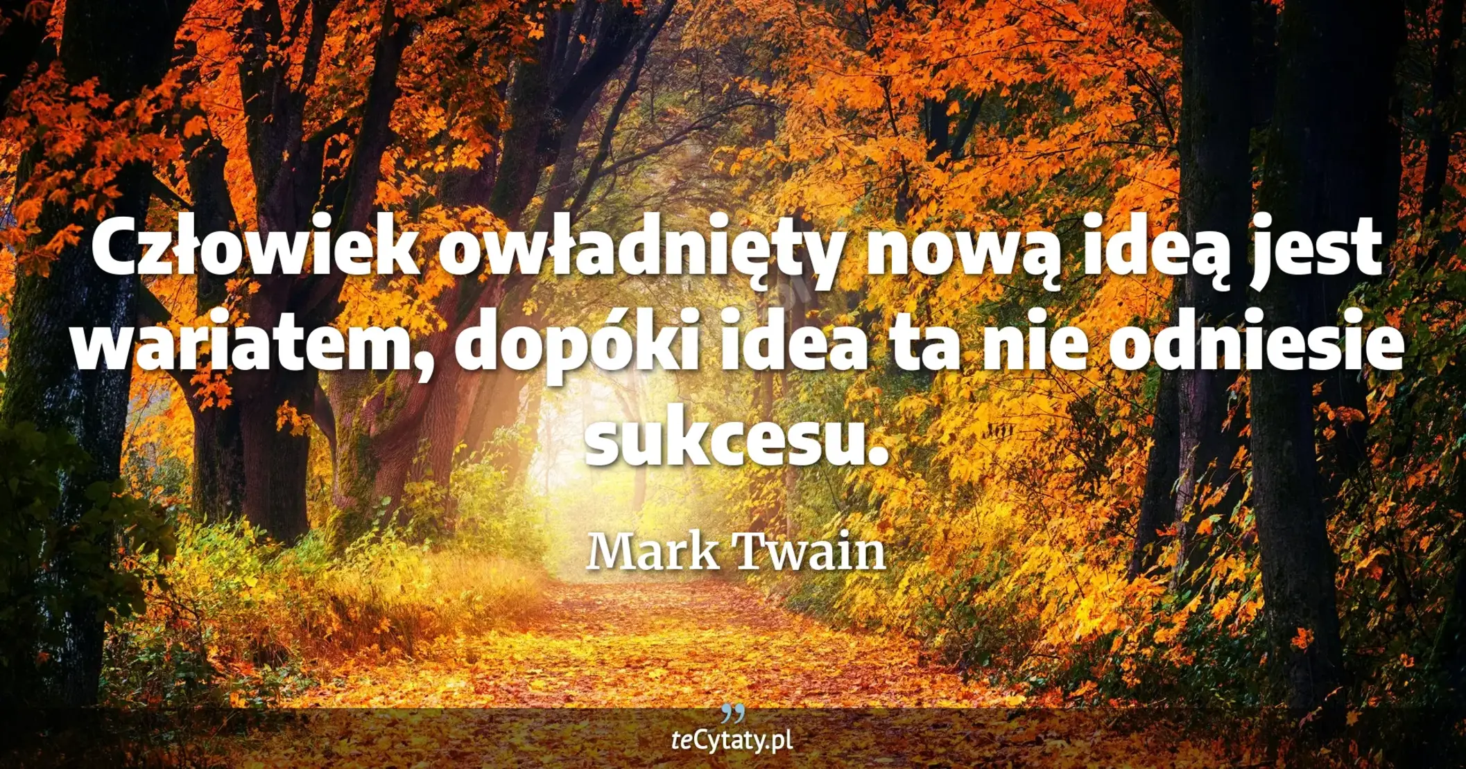 Człowiek owładnięty nową ideą jest wariatem, dopóki idea ta nie odniesie sukcesu. - Mark Twain