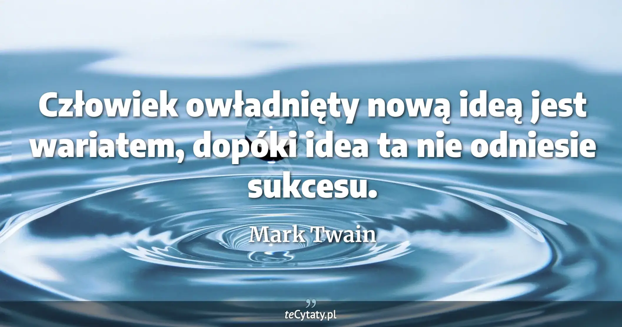 Człowiek owładnięty nową ideą jest wariatem, dopóki idea ta nie odniesie sukcesu. - Mark Twain