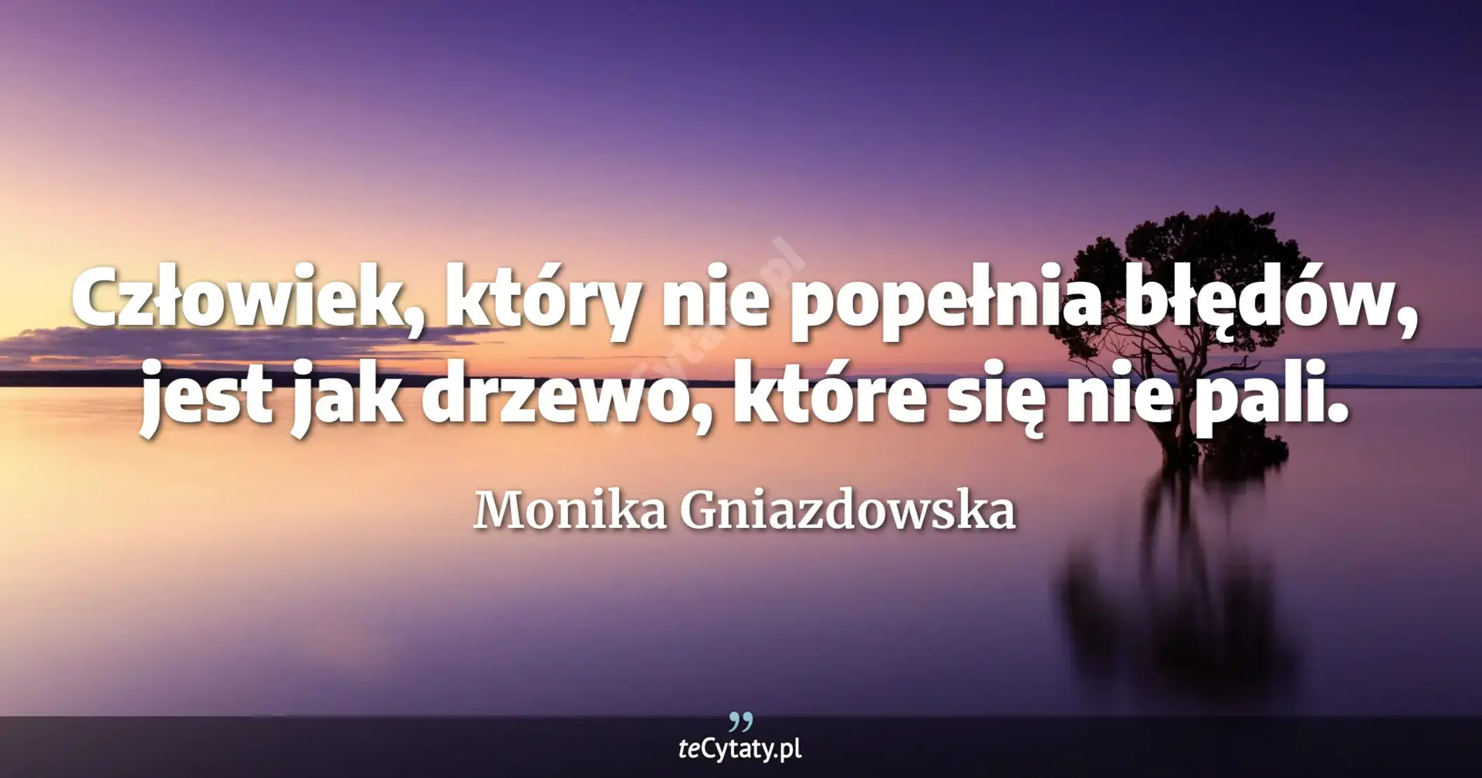 Człowiek, który nie popełnia błędów, jest jak drzewo, które się nie pali. - Monika Gniazdowska