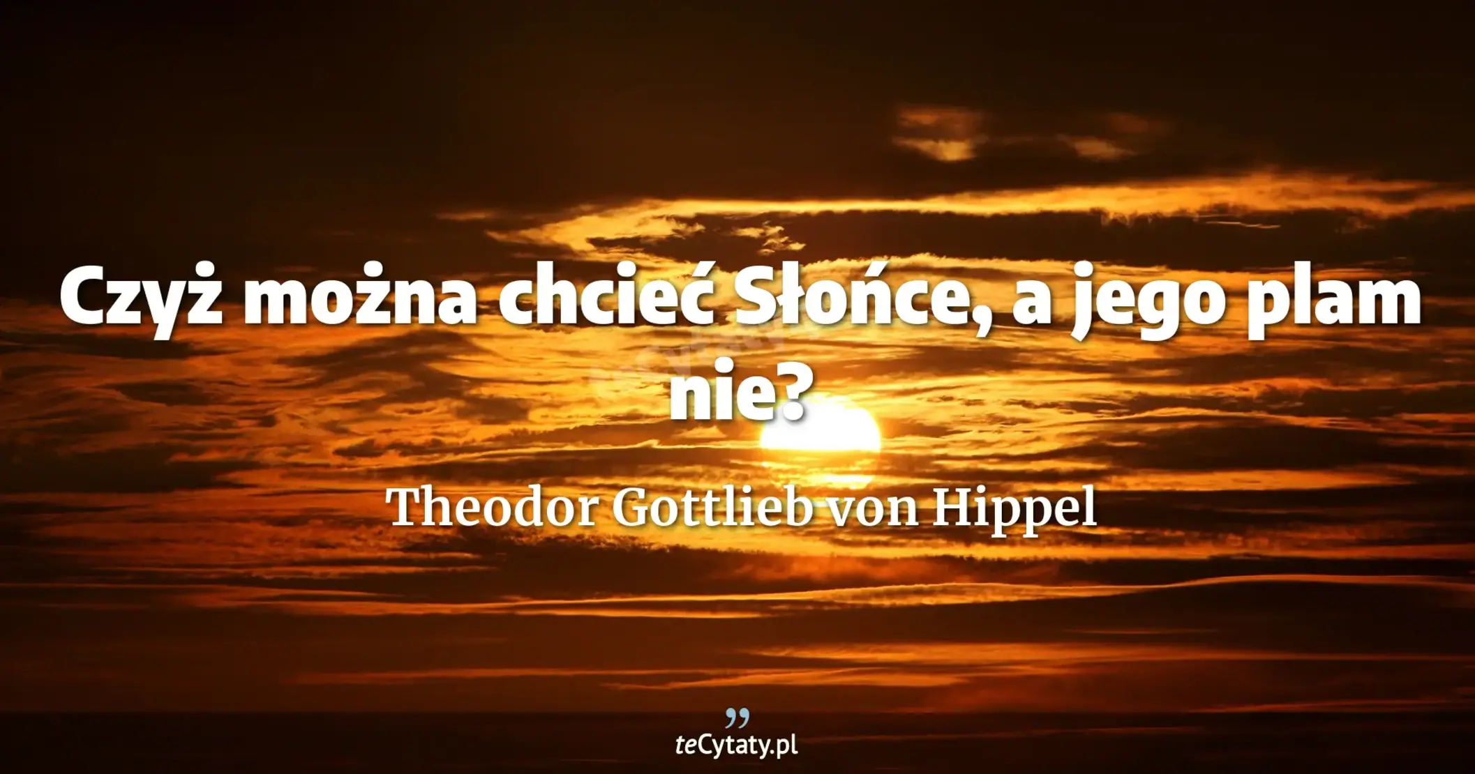 Czyż można chcieć Słońce, a jego plam nie? - Theodor Gottlieb von Hippel