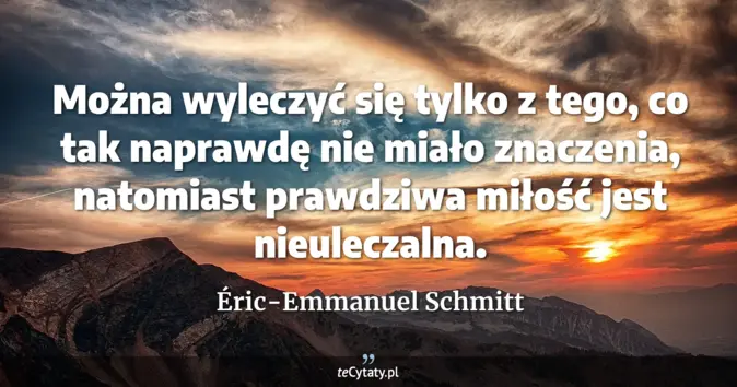 Cytat Éric-Emmanuel Schmitt: Można wyleczyć się tylko z tego, co tak naprawdę nie miało znaczenia, ...