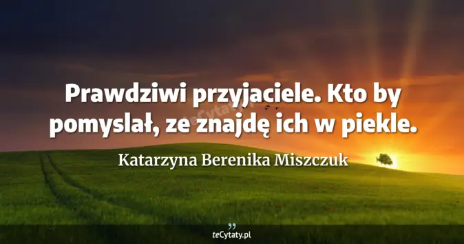 Cytat Katarzyna Berenika Miszczuk: Prawdziwi przyjaciele. Kto by pomyslał, ze znajdę ich w piekle....