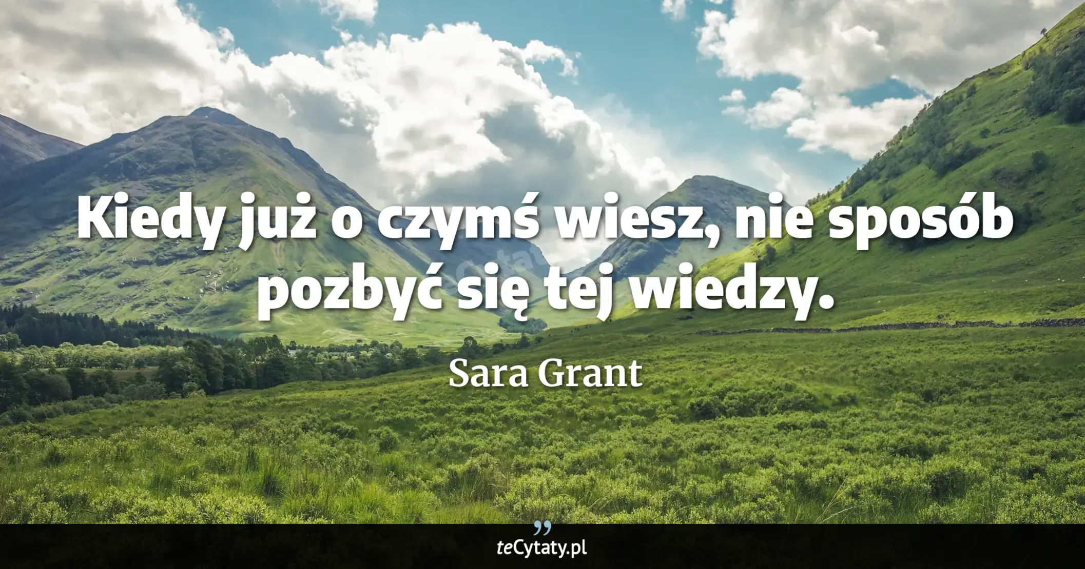 Cytat Sara Grant: "Kiedy już o czymś wiesz, nie sposób pozbyć się tej wiedzy...."