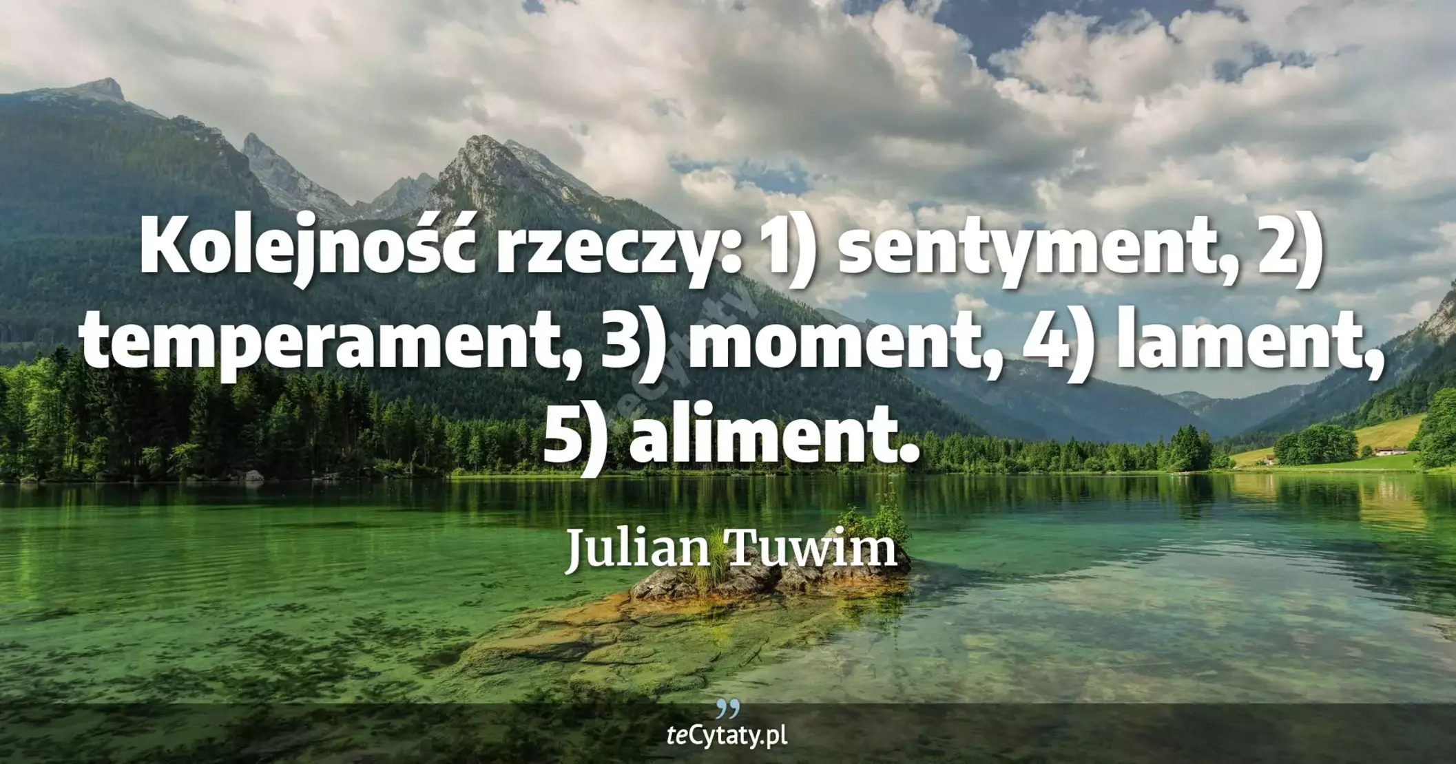Kolejność rzeczy: 1) sentyment, 2) temperament, 3) moment, 4) lament, 5) aliment. - Julian Tuwim