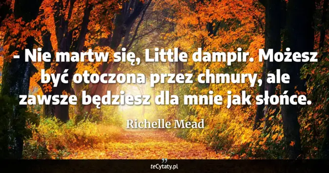 Cytat Richelle Mead: - Nie martw się, Little dampir. Możesz być otoczona przez chmury, ale ...