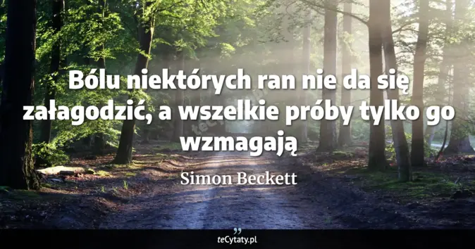 Cytat Simon Beckett: Bólu niektórych ran nie da się załagodzić, a wszelkie próby tylko go w...